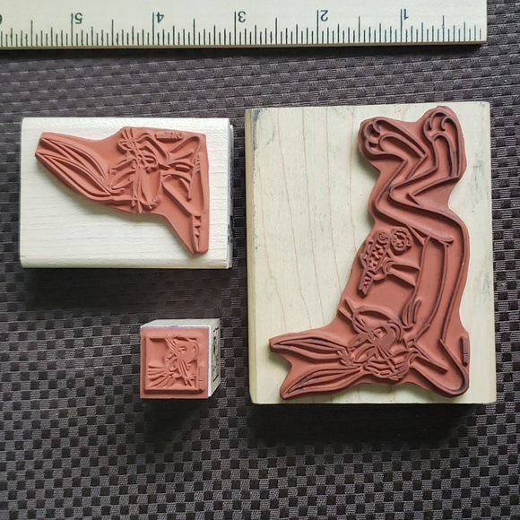 3 Looney Tunes Bugs Bunny Wood Mounted Rubber Stamps, Warner Brothers - Picture 4 of 8